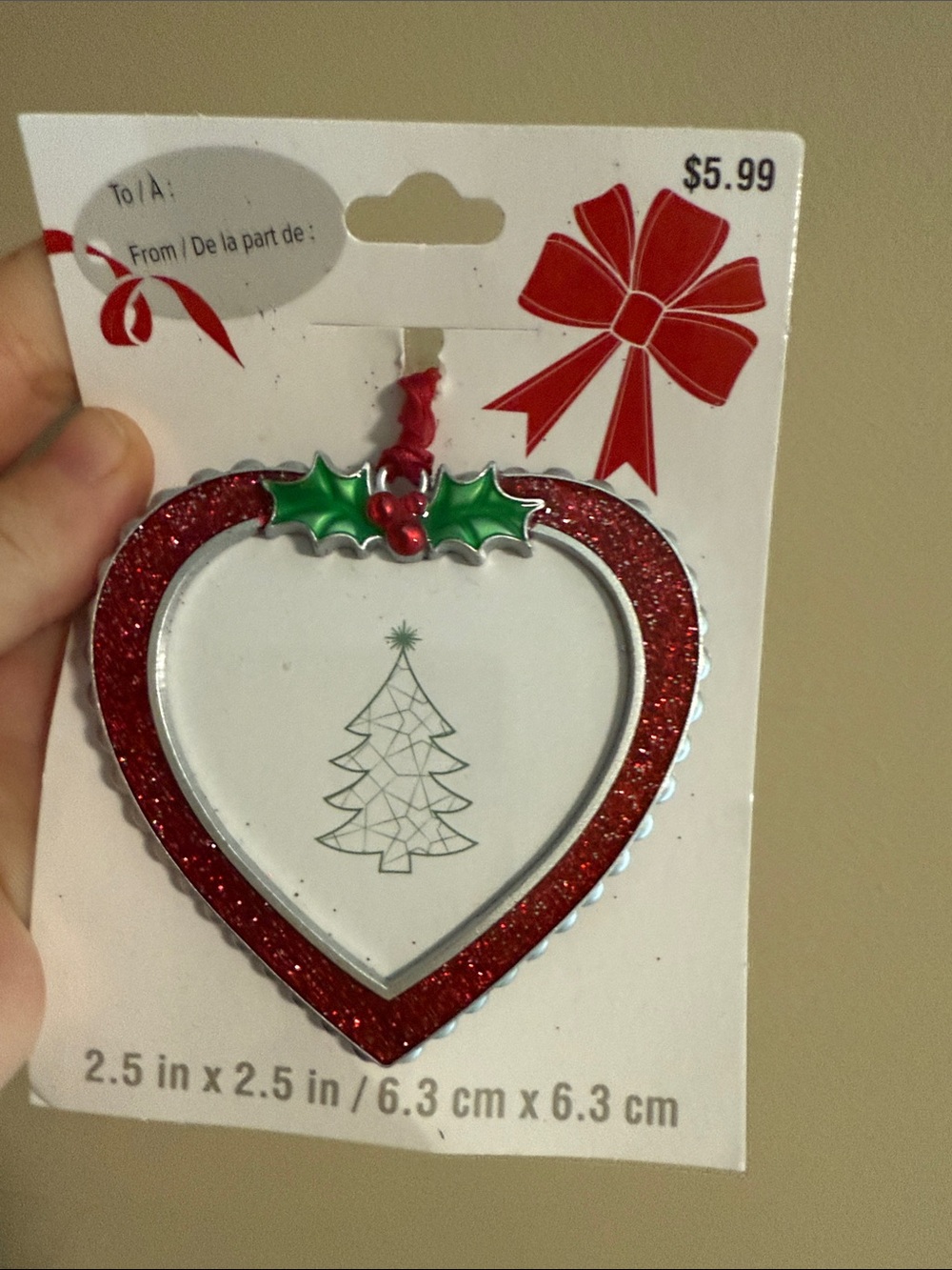 Metal Mini Photo Ornament Red Heart Valentine By Studio Decor Love